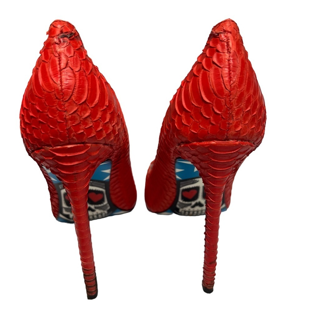 Taylor Says Red American Skulls Stiletto Heels Size 8.5 - Picture 5 of 9